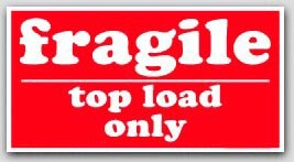 5-1/2x8-1/2" Top Load Only Fragile Labels 500/rl