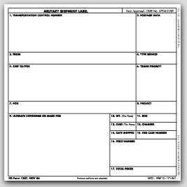 7x7" Military Shipment Labels sheeted 100/pkg (Meets military standard.)