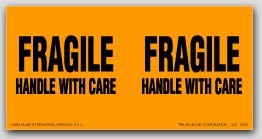 3x6" Handle with Care Fragile Labels 250/rl