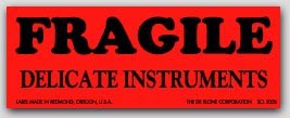 1-1/2x4" Delicate Instruments Fragile Labels 500/rl