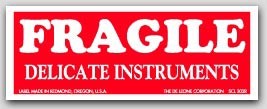 1-1/2x4" Fragile Delicate Instruments Labels 500/rl