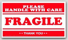 2-1/2x4" Handle with Care Fragile Labels 500/rl