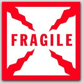 2-1/2x2-1/2" Fragile Labels 500/rl