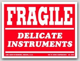 3x4" Delicate Instruments Fragile Labels 500/rl