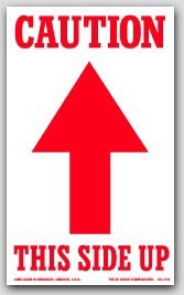 3x5" Caution This Side Up Arrow Labels 500/rl