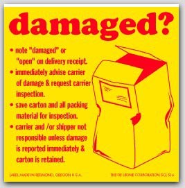 4x4" Damaged Shipping Labels 500/rl