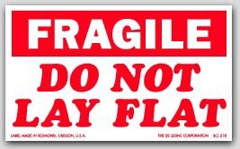 3x4" Do Not Lay Flat Fragile Labels 500/rl