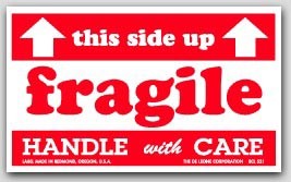 3x5" Fragile This Side Up Arrow Labels 500/rl