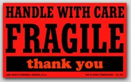 3x5" Handle with Care Fragile Labels 500/rl