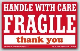 3x5" Handle with Care Fragile Labels 500/rl