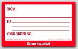5x3" Return Requested Shipping Labels 500/rl
