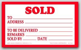 5x3" Sold Shipping Labels 500/rl