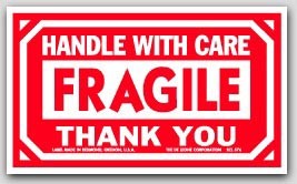 3x5" Handle with Care Fragile Labels 500/rl