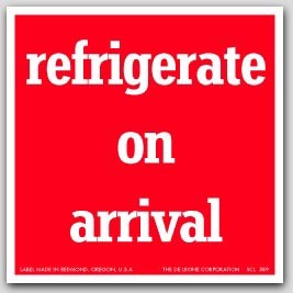 4x4" Refrigerate Upon Arrival Labels 500/rl