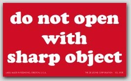 3x5" Do Not Open With Sharp Object Labels 500/rl