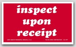 3x5" Inspect Upon Receipt Shipping Labels 500/rl