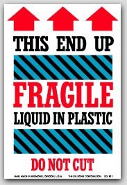 4x6" Liquid In Plastic Fragile Labels 500/rl
