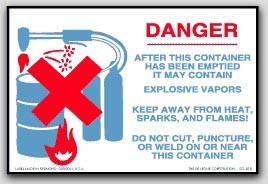 4x6" Danger Explosive Vapors Labels 500/rl
