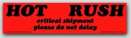 2x8" Hot Rush Critical Shipment Labels 500/rl
