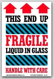 4x6" Fragile This Side Up Arrow Labels 500/rl