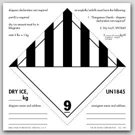 6x6" Dry Ice UN1845 Labels 500/rl