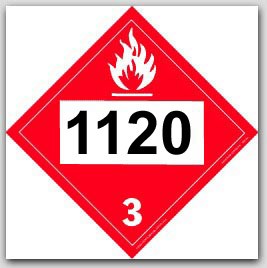 Printed UN1120 Butanols Polycoated Tagboard Placards 25/pkg