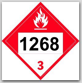 Printed UN1268 Petroleum Distillate's, n.o.s. Combustable - Polycoated Tagboard Placards 25/pkg