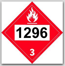 Placards Printed UN1296 Triethylamineon self adhesive vinyl. 25/pkg