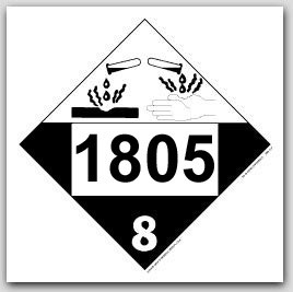 Placards Printed UN1805 Phosphoric Acidon self adhesive vinyl. 25/pkg