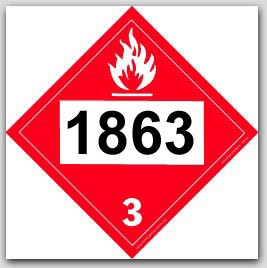 Printed UN1863 Fuel, Aviation, Turbine Engine Polycoated Tagboard Placards 25/pkg