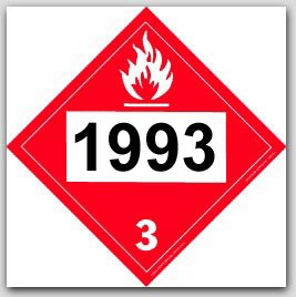 Placards Printed UN1993 Flammable Liquids, n.o.s, Fuel Oilon self adhesive vinyl. 25/pkg