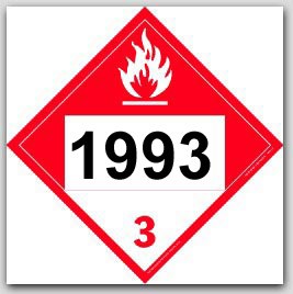 Printed UN1993 Combustible Liquid, n.o.s. Polycoated Tagboard Placards 25/pkg