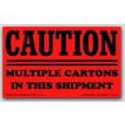 3x5" Caution Multiple Cartons Shipping Labels 500/rl