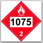 Placards Printed UN1075 Liquefied Petroleum Gason self adhesive vinyl. 25/pkg